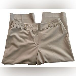 Larry Levine Beige Wide-Leg Trousers, Size 12